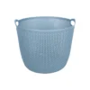 ตะกร้าผ้ากลมพลาสติกมีหูจับ สไตล์มินิมอล ขนาด 38 x 33 x 37 ซม. สีฟ้า