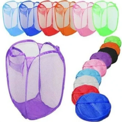 ตะกร้าตาข่ายใส่ของพับได้ ขายส่งคละสี 100 ชิ้น ขนาด 29*46 ซม.